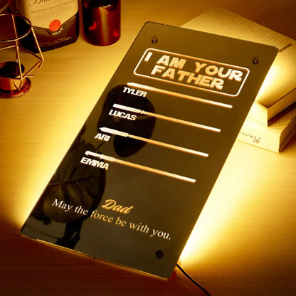 Custom I Am Their Father Lightsaber Mirror Lamp Warm Light