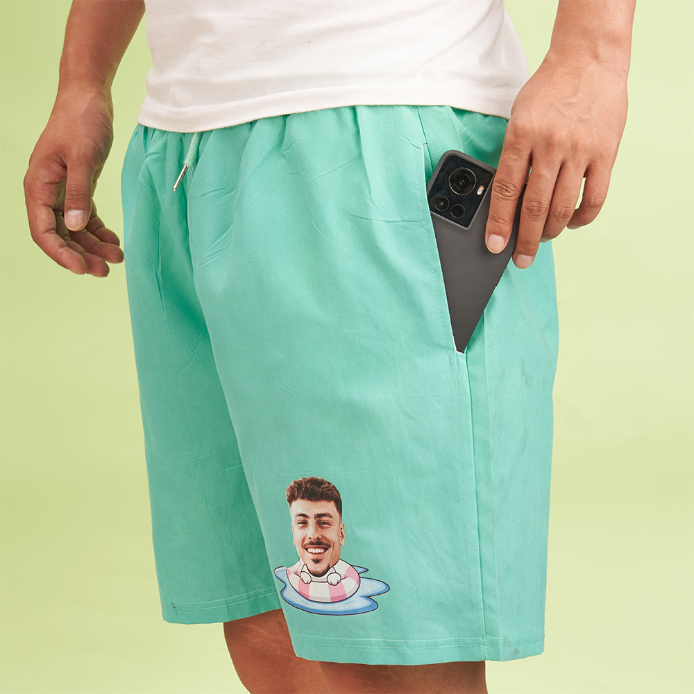 Custom Lifesaver Beach Shorts with Personalized Face Pocket