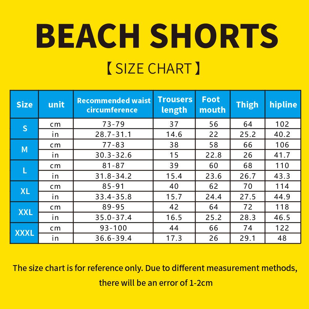 Custom Lifesaver Beach Shorts with Personalized Face Size Chart