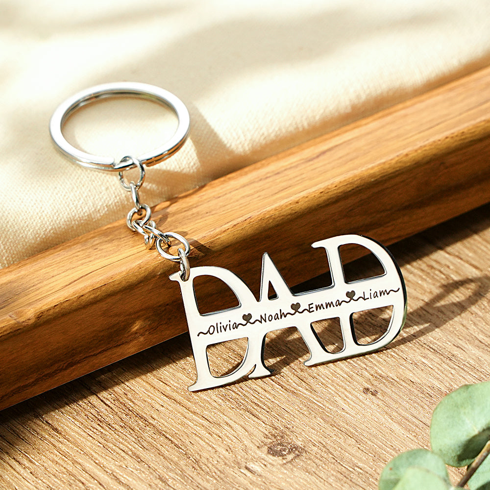 Custom Name DAD Keychain with Family Names
