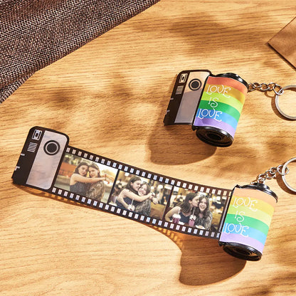 Custom Rainbow "Love is Love" Film Roll Keychain