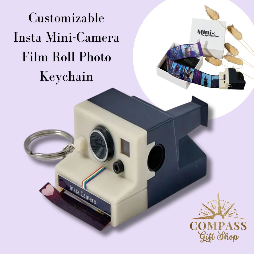 Customizable Insta Mini-Camera Film Roll Photo Keychain