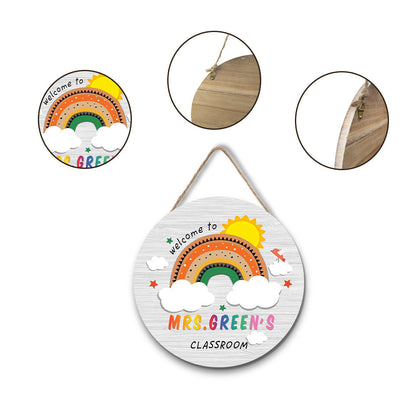 Details of Personalized Teacher's Rainbow Wooden Door Sign