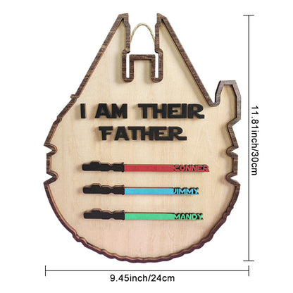Dimensions Custom Spaceship Shaped I Am Their Father With Children's Names Wooden Sign