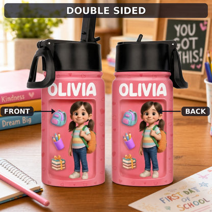 Personalized Kids Water Bottle with Custom 3D Puffy Photo Effect