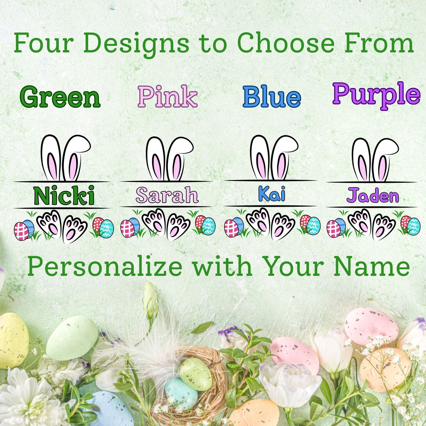 Personalized Monogram Rabbit Easter Egg Hunt Tote Bag