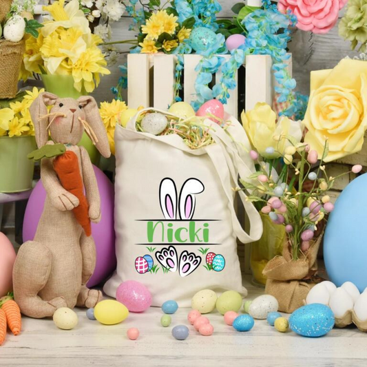 Easter Bunny Monogram Tote Bag