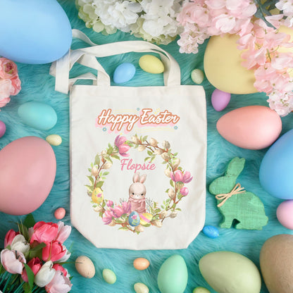 Personalized Peter Bunny Easter Egg Hunt Tote Bag For Kids