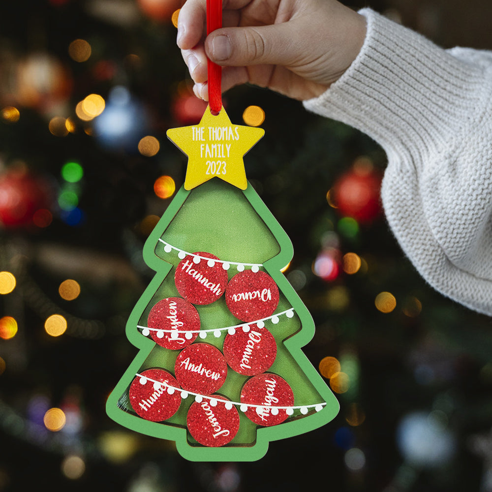 Eight Names Personalized Christmas Tree Shaker Ornament