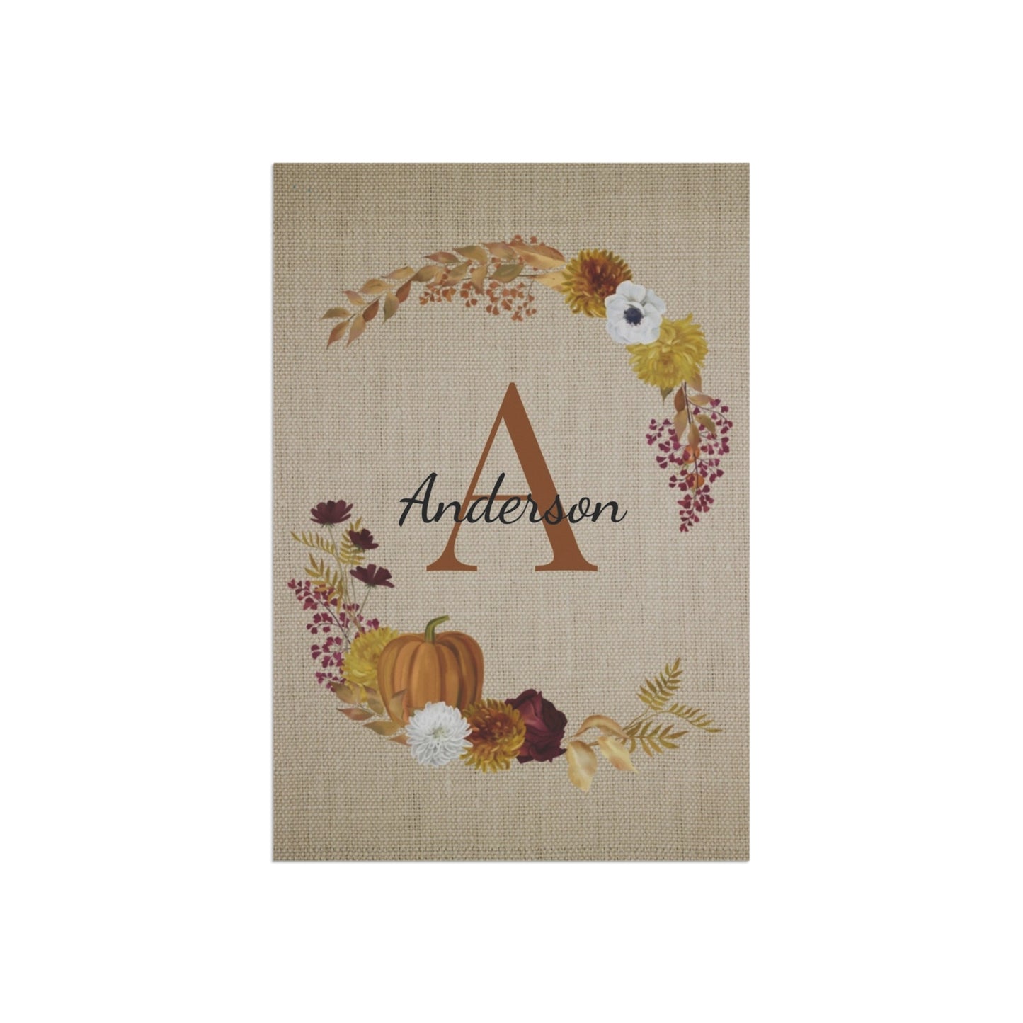 Fall Pumpkin Wreath Monogram Garden Flag & House Banner