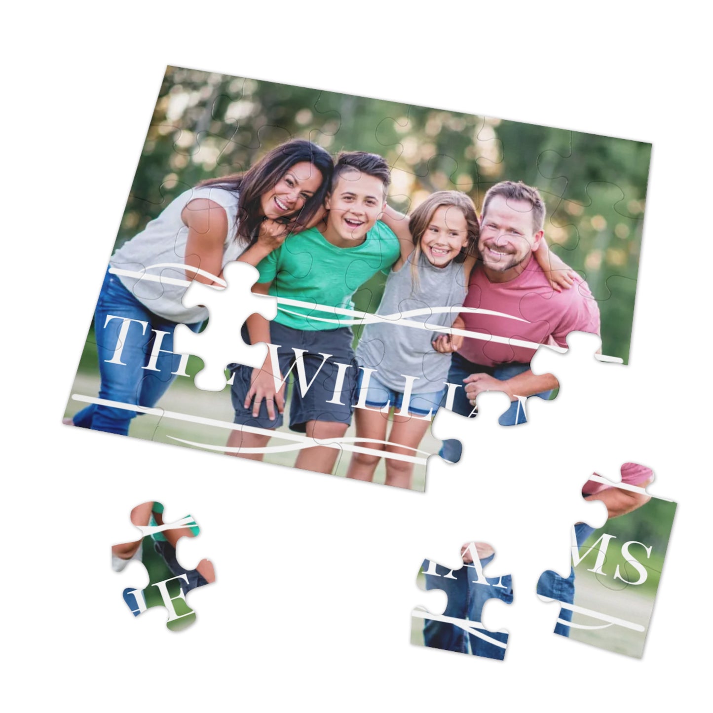 Custom Family Photo and Name Jigsaw Puzzle with Tin