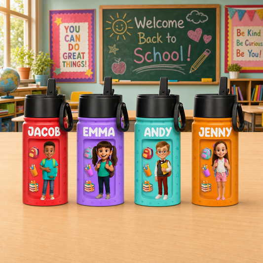 Personalized Kids Water Bottle with Custom 3D Puffy Photo Effect