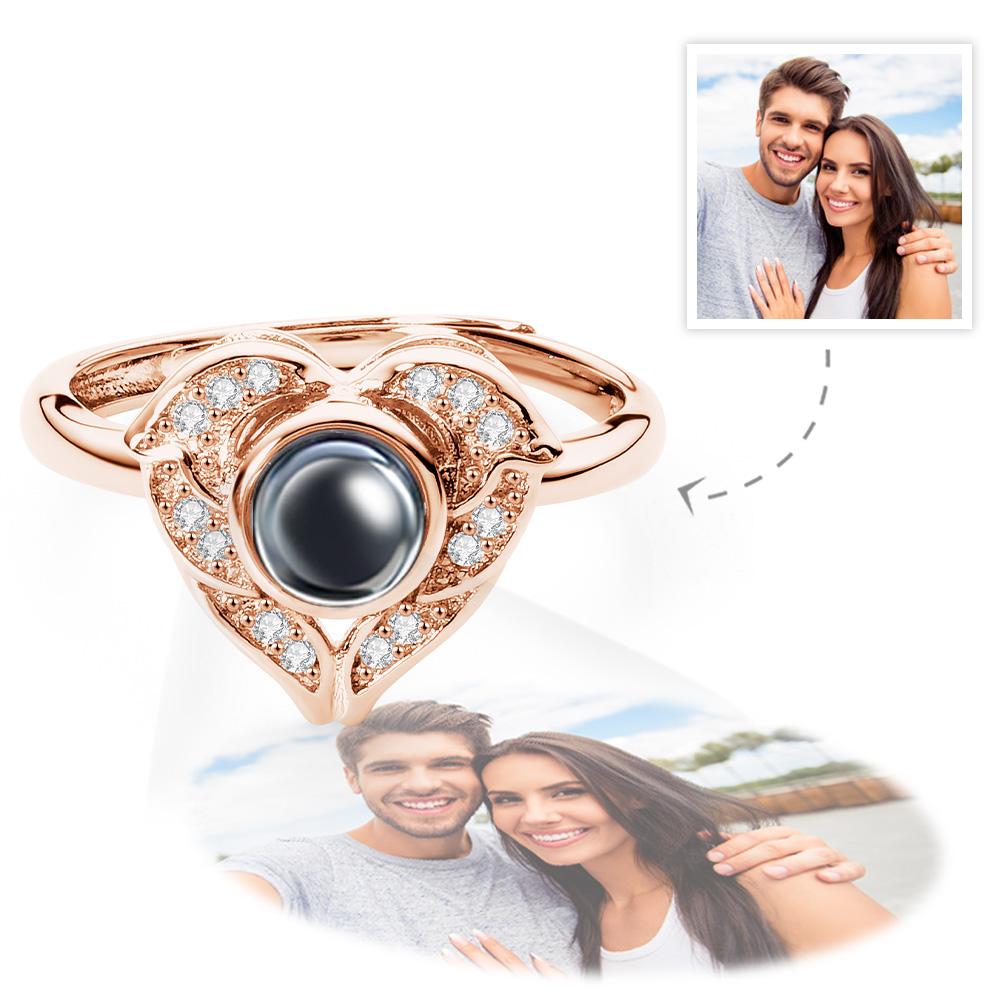 Personalized Projection Photo Heart Shaped Ring