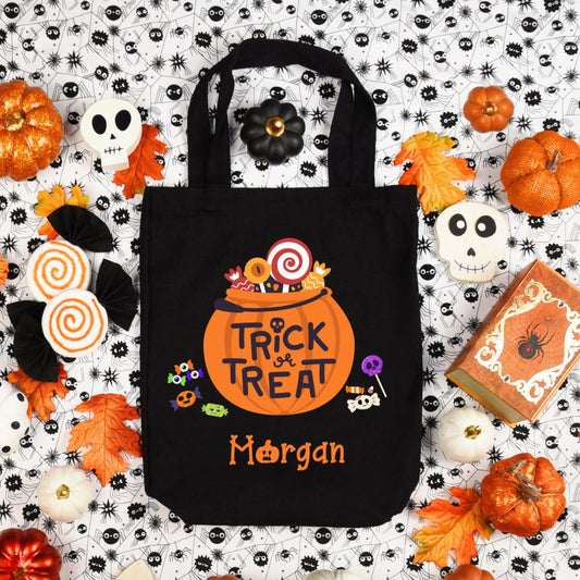 Trick or Treat Pumpkin Pail Halloween Cotton Tote Bag