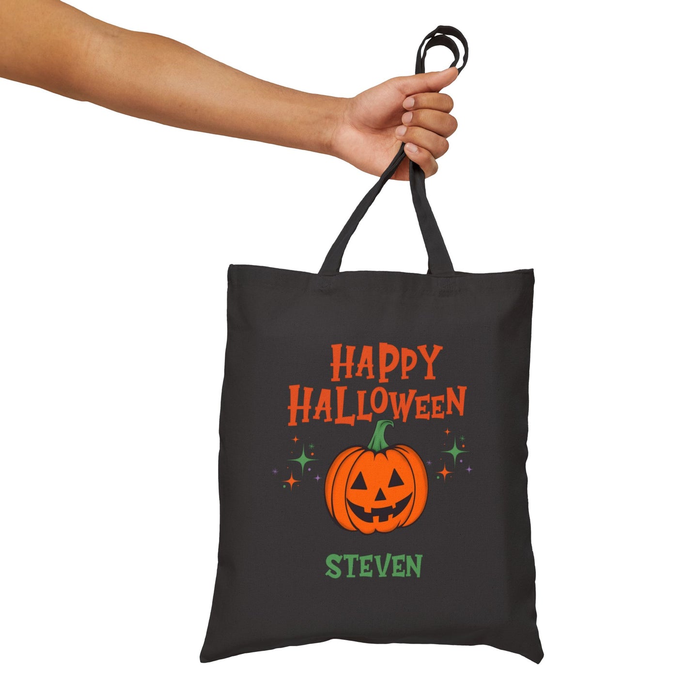 Personalized Happy Halloween Jack O'Lantern Tote Bag