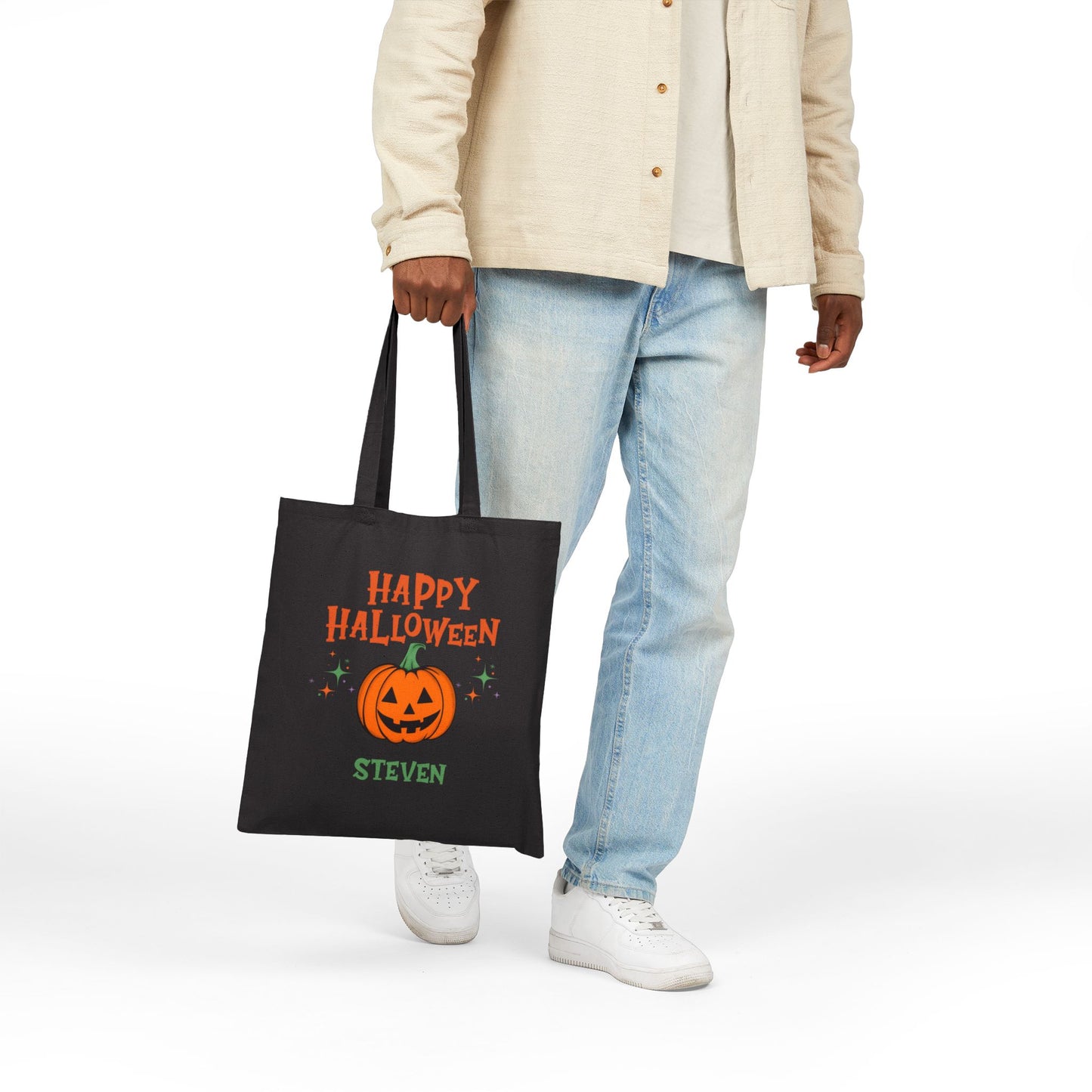 Personalized Happy Halloween Jack O'Lantern Tote Bag