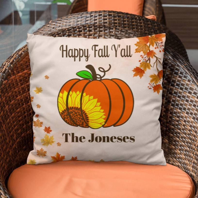 Happy Fall Y'all Throw Pillow