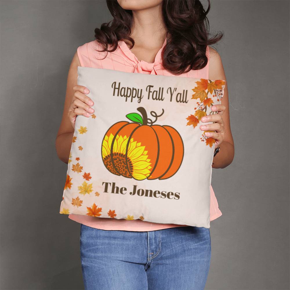 Happy Fall Y'all Throw Pillow 