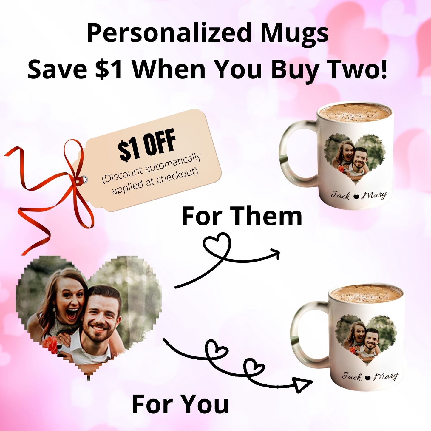 Heart & Names Photo Mug