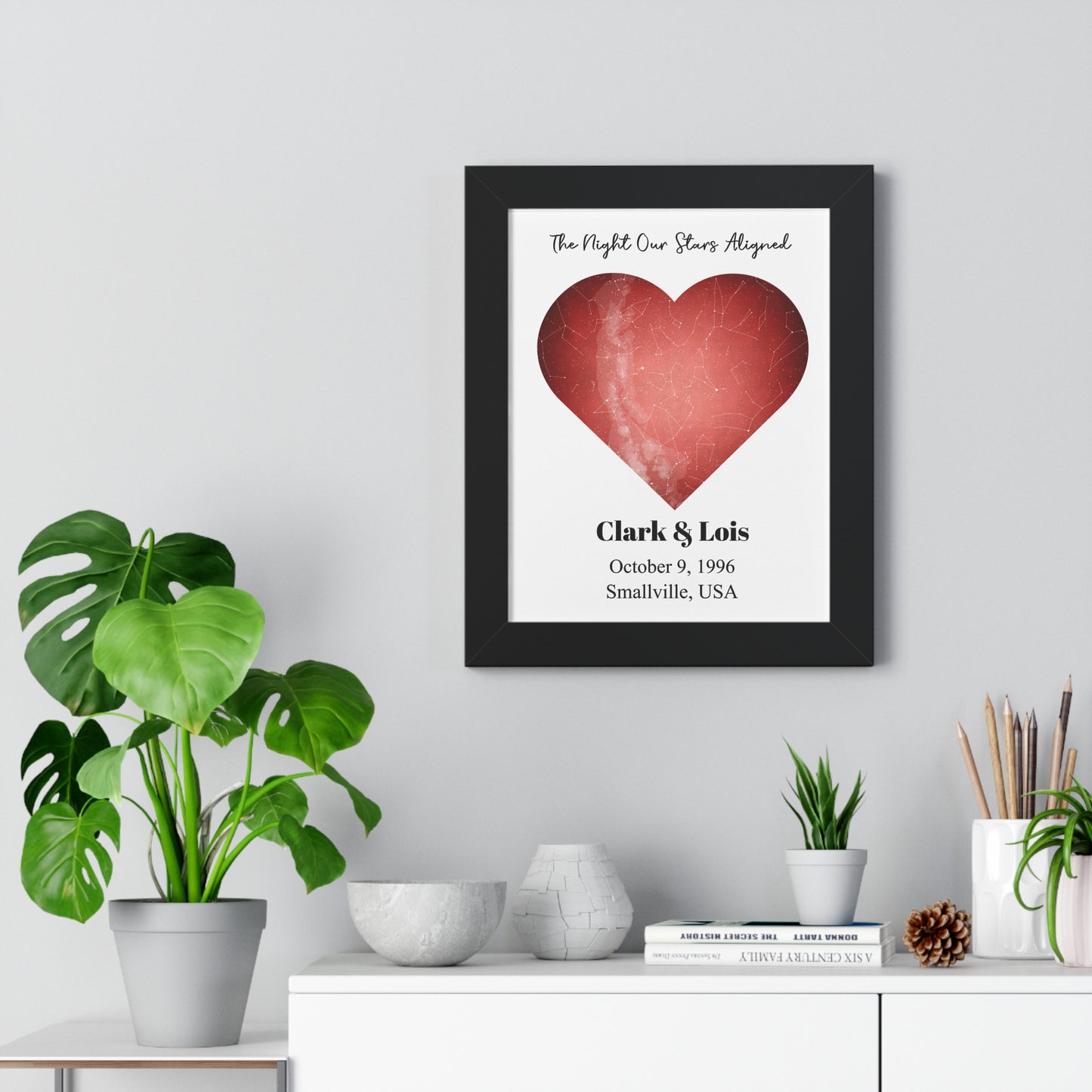 Heart Shaped Star Map with Frame