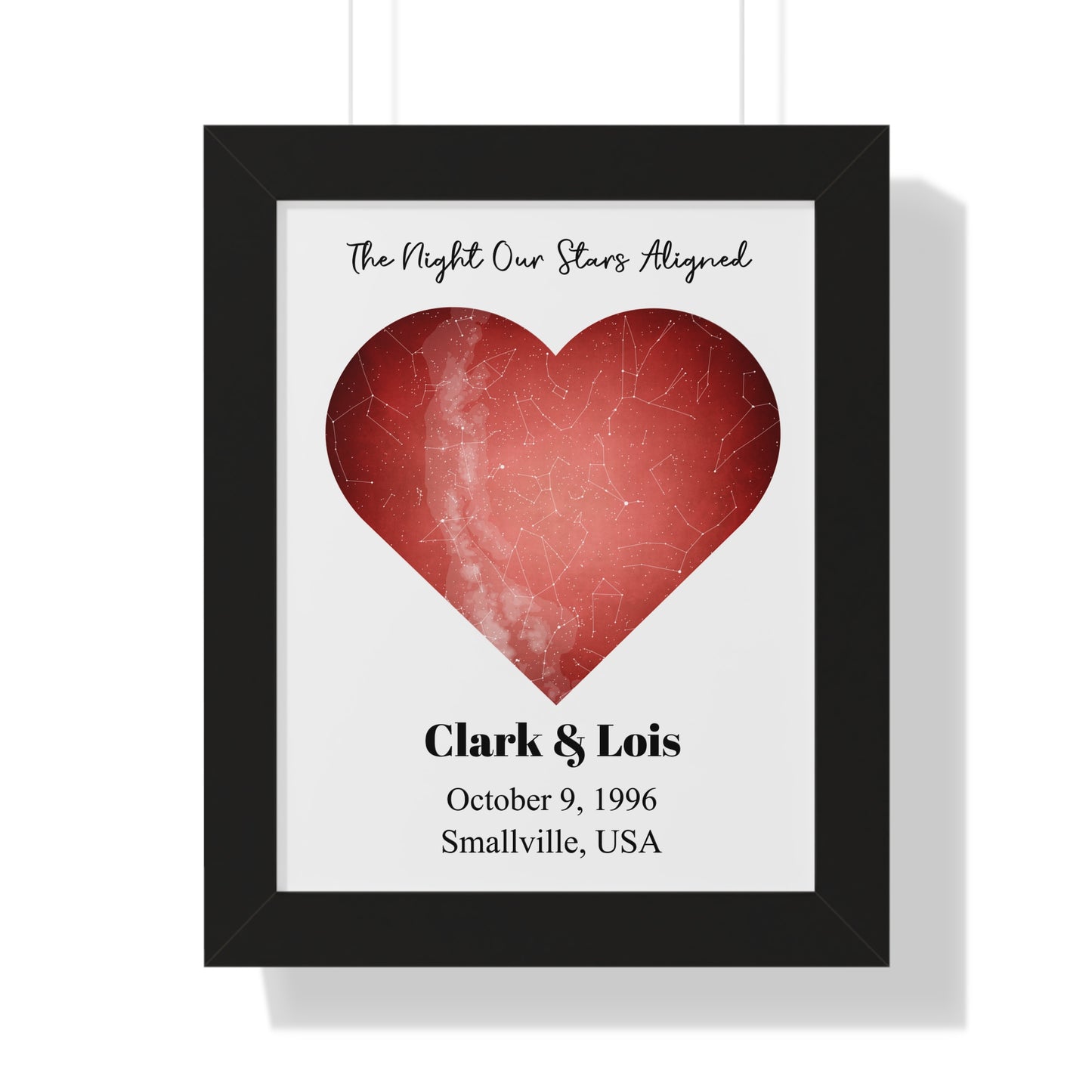 Heart Shaped Star Map with Frame