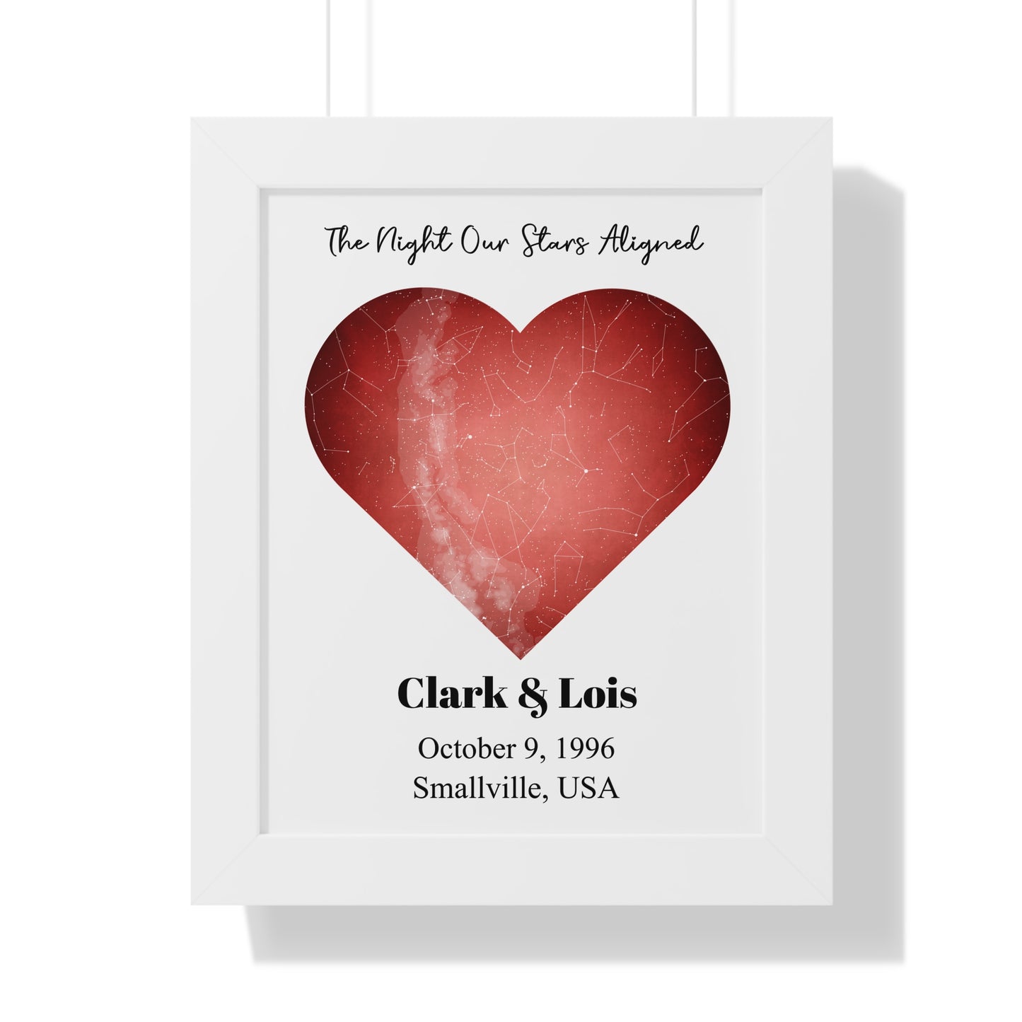 Heart Shaped Star Map with Frame