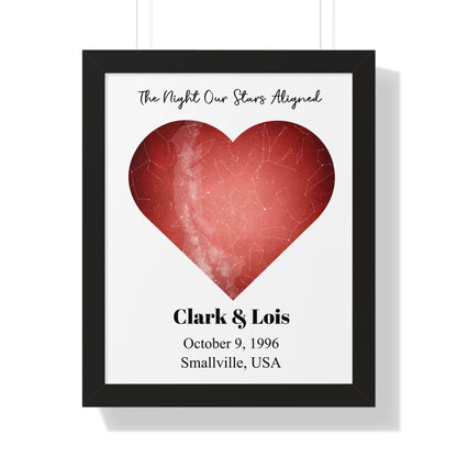 Heart Shaped Star Map with Frame