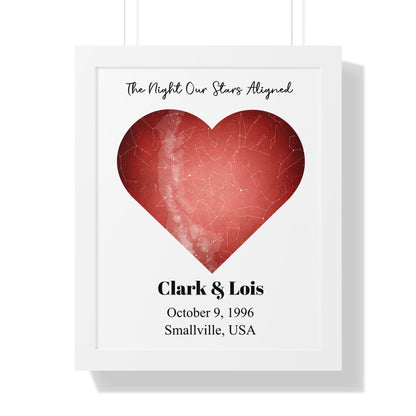 Heart Shaped Star Map with Frame
