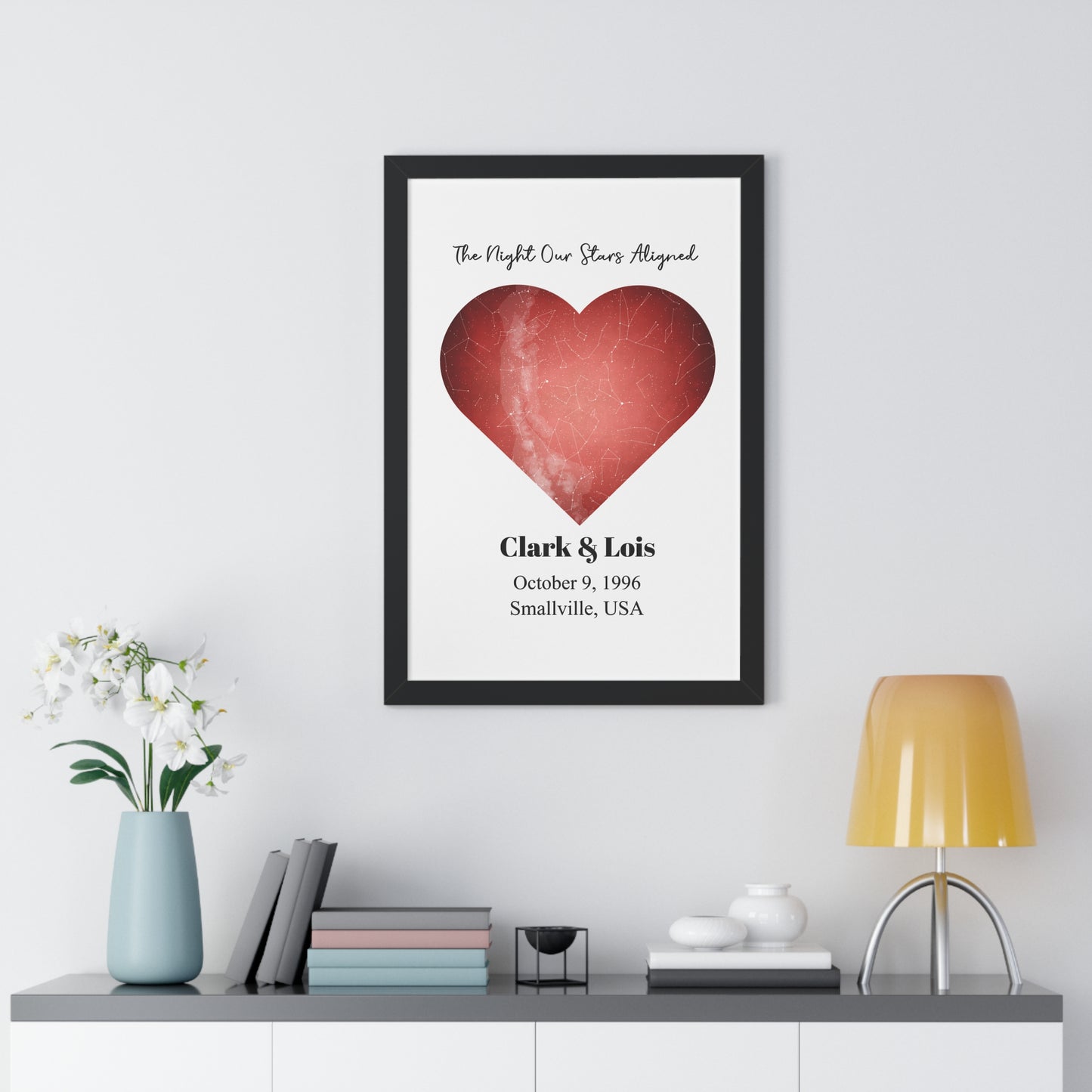 Heart Shaped Star Map with Frame