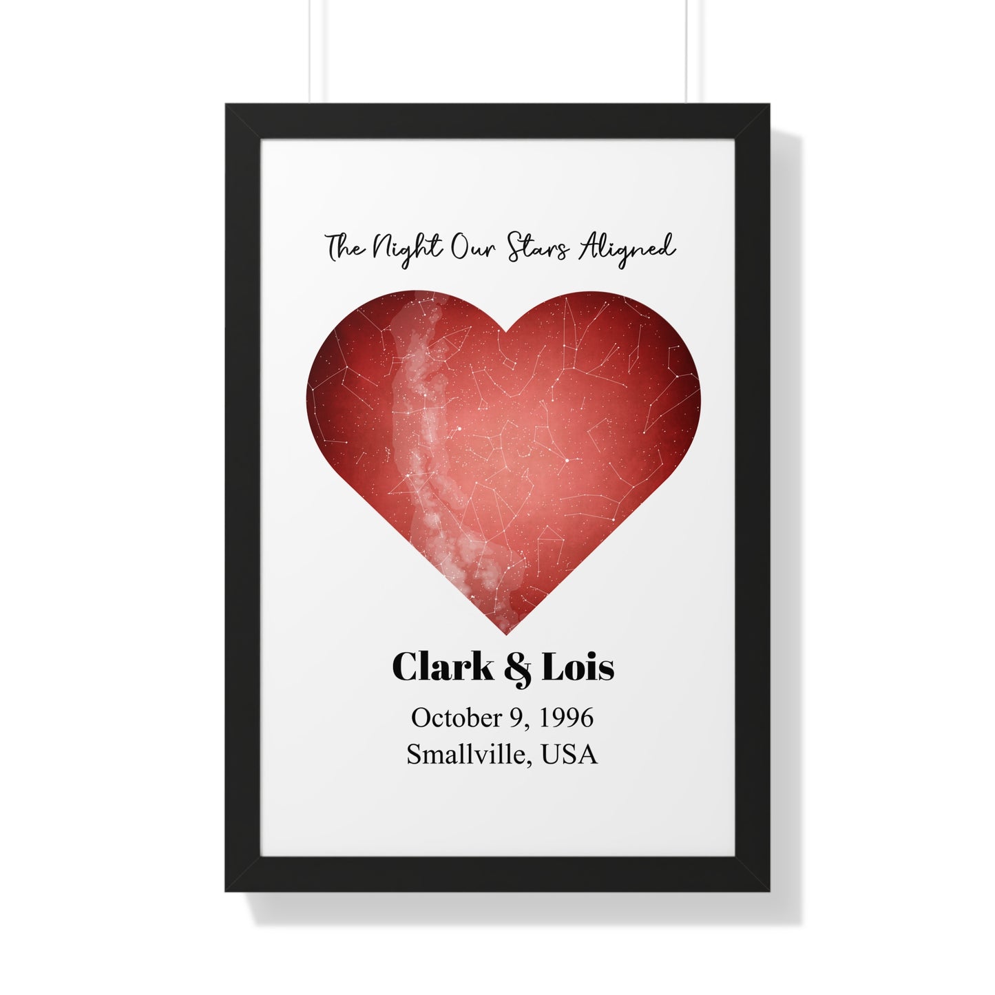 Heart Shaped Star Map with Frame