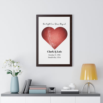 Heart Shaped Star Map with Frame