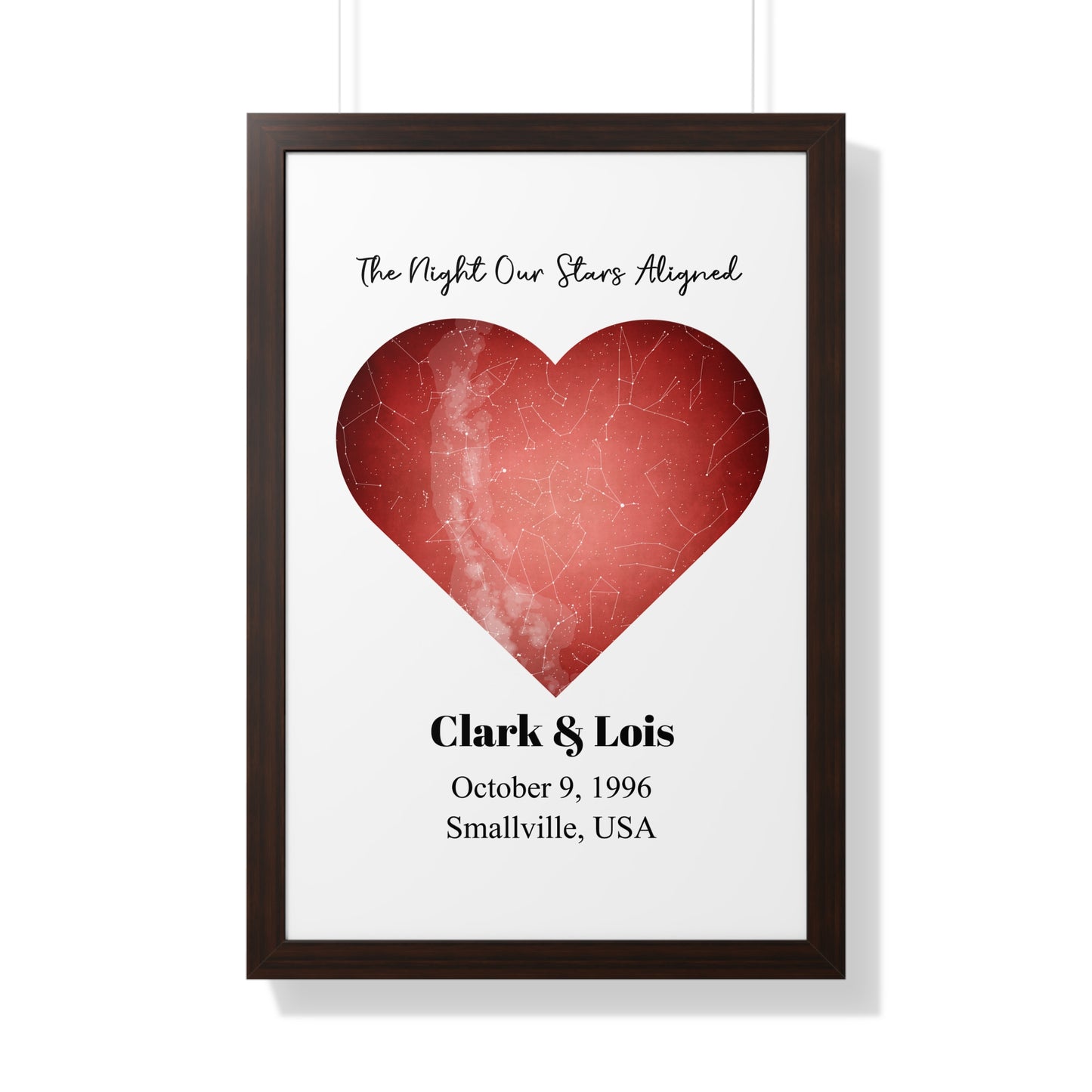 Heart Shaped Star Map with Frame