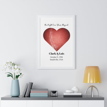 Heart Shaped Star Map with Frame