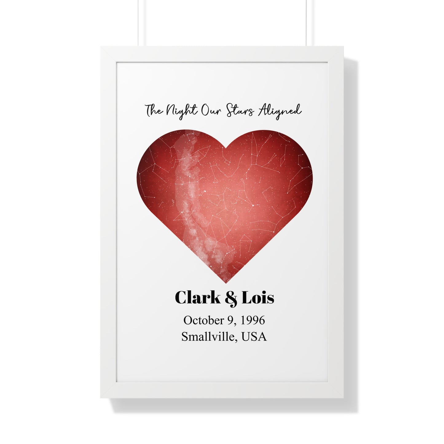 Heart Shaped Star Map with Frame