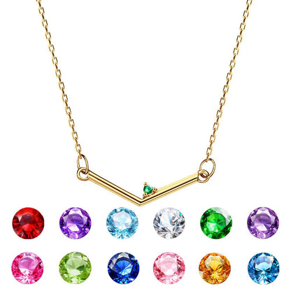 Personalized Birthstone V Shaped Necklace