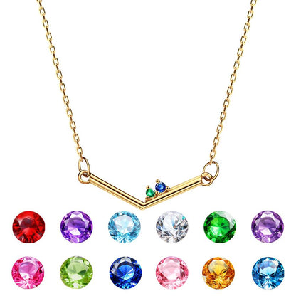 Personalized Birthstone V Shaped Necklace