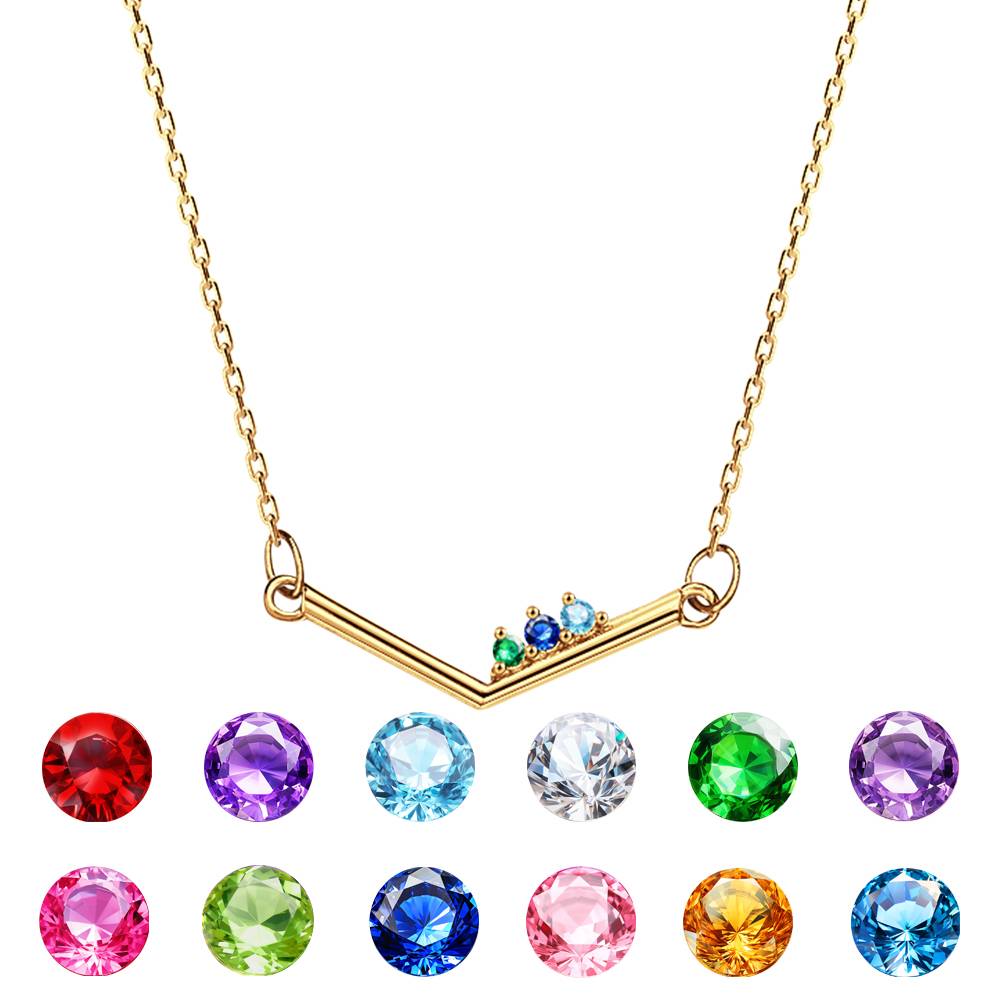 Personalized Birthstone V Shaped Necklace
