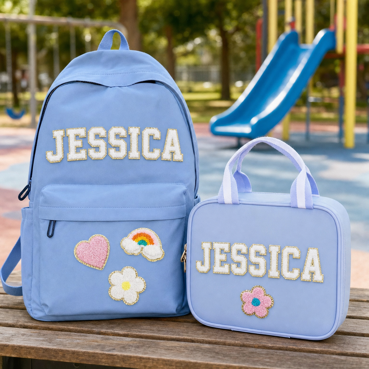 Personalized Backpack and Lunchbox with Custom Name Patches