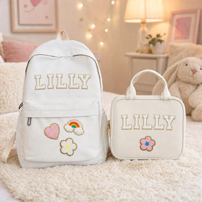 Personalized Backpack and Lunchbox with Custom Name Patches
