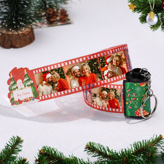 Merry Christmas Custom Photo Film Keychain