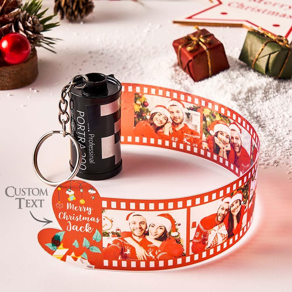 Merry Christmas Personalized Photo Film Roll Keychain Glove