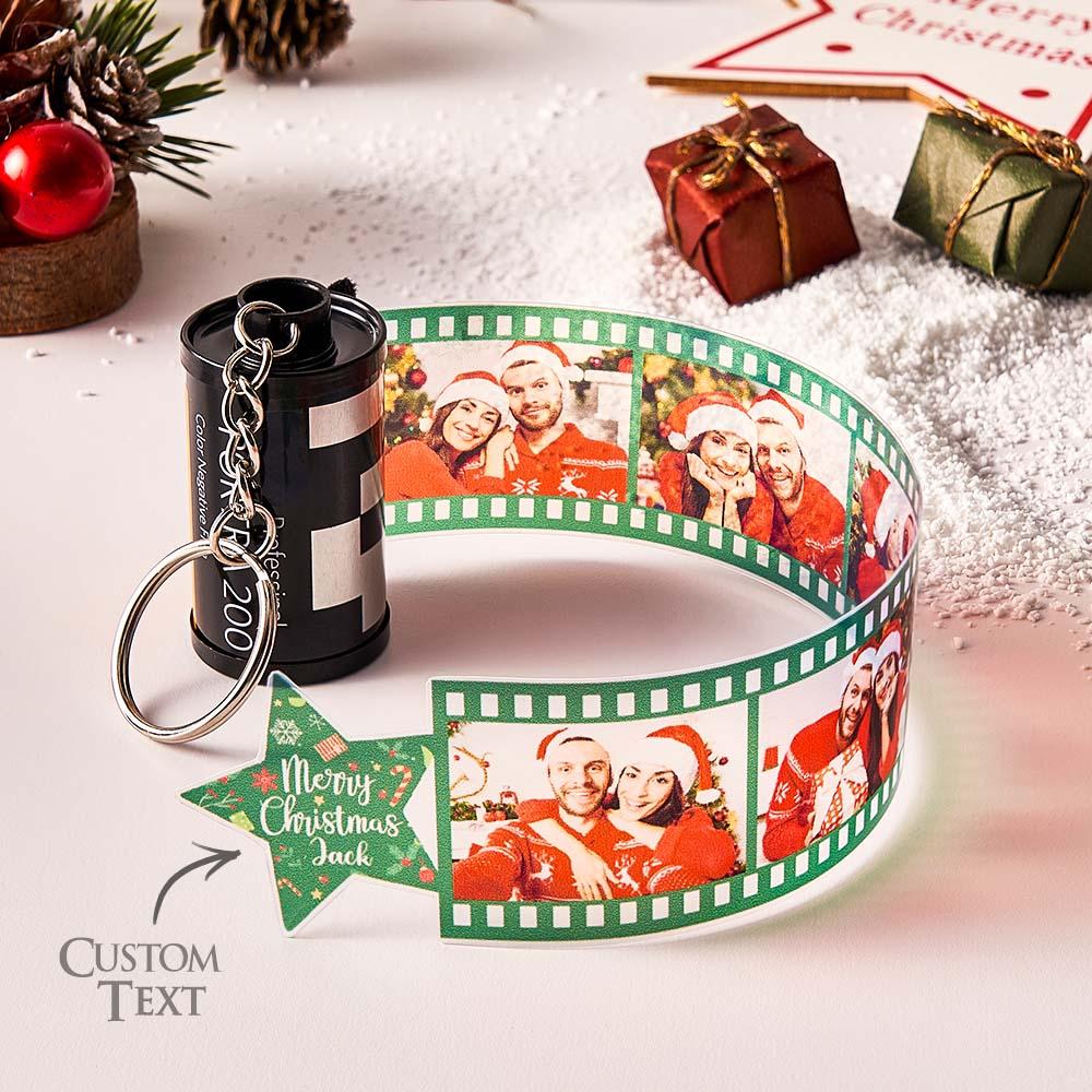 Merry Christmas Personalized Photo Film Roll Keychain Star