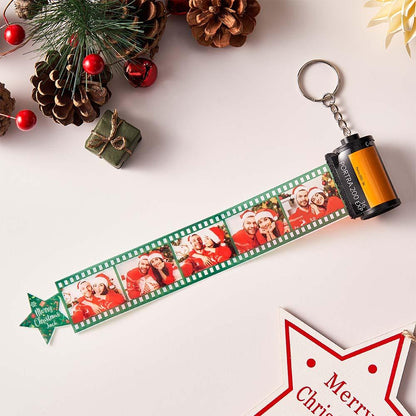 Merry Christmas Personalized Photo Film Roll Keychain Star 2