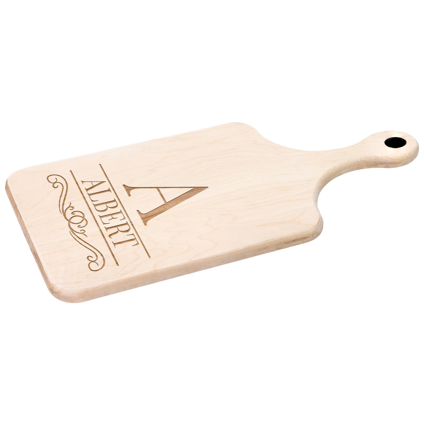 Monogramed Premium Hardwood Engraved Cutting Board with Handle Maple