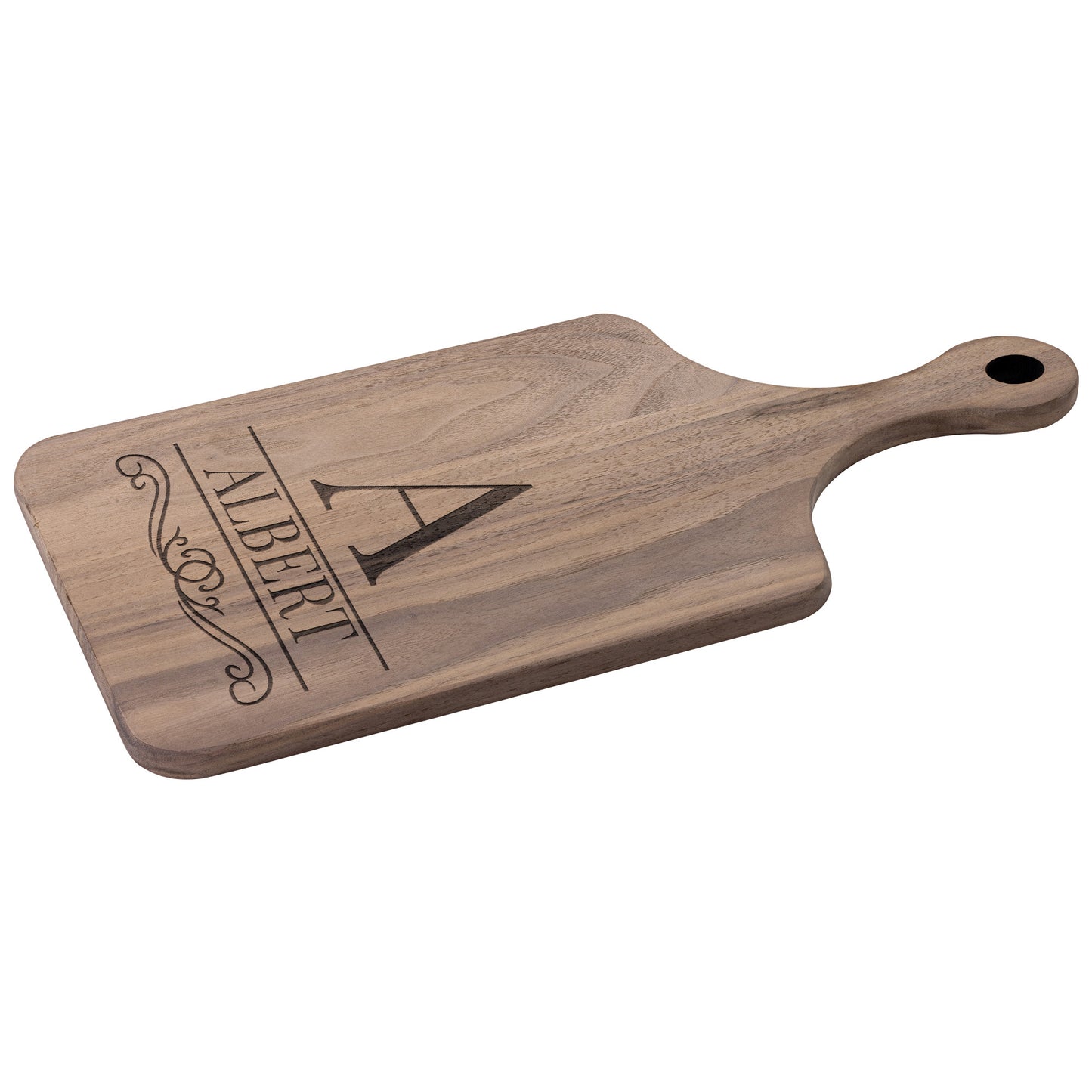 Monogramed Premium Hardwood Engraved Cutting Board with Handle Walnut