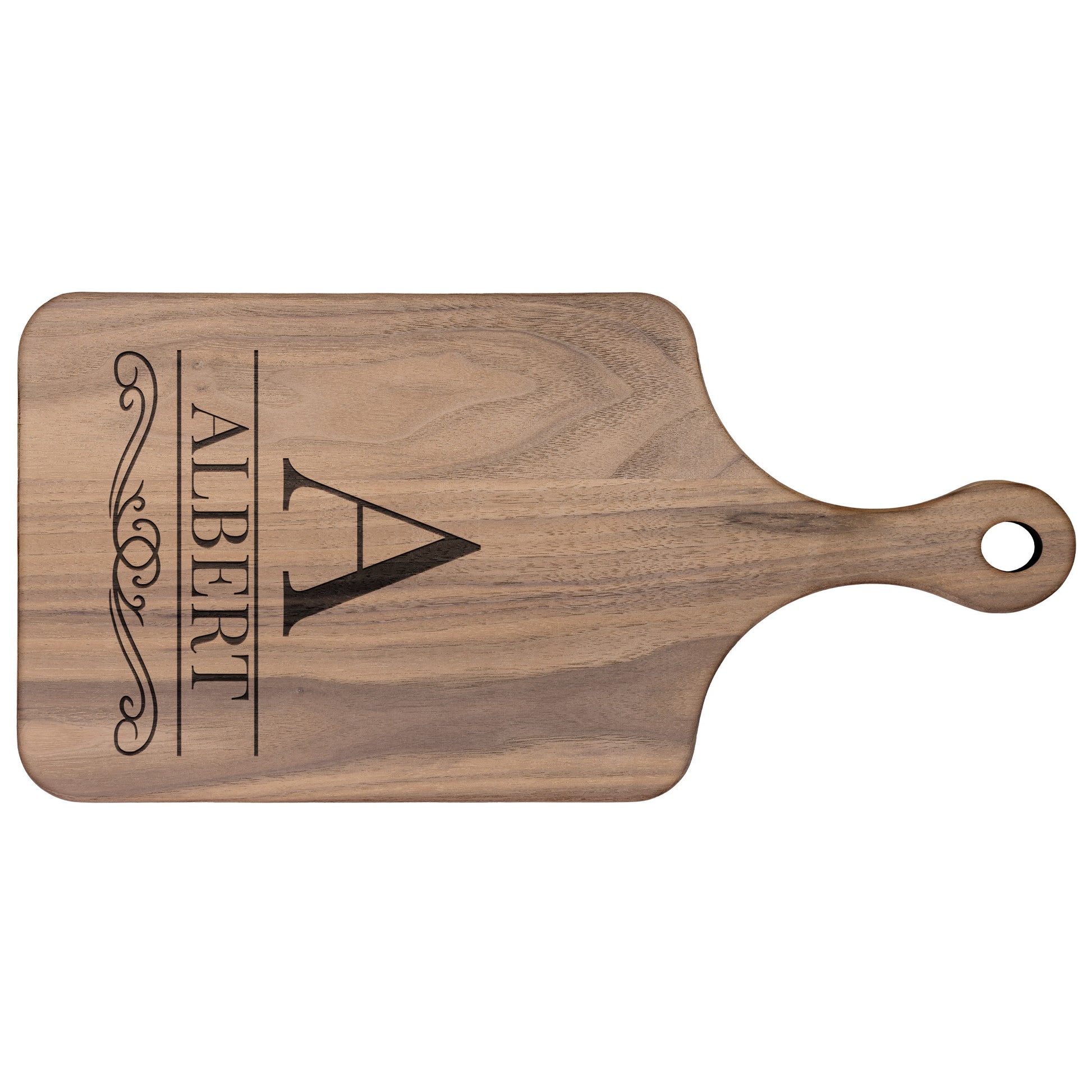 Monogramed Premium Hardwood Engraved Cutting Board with Handle Walnut 