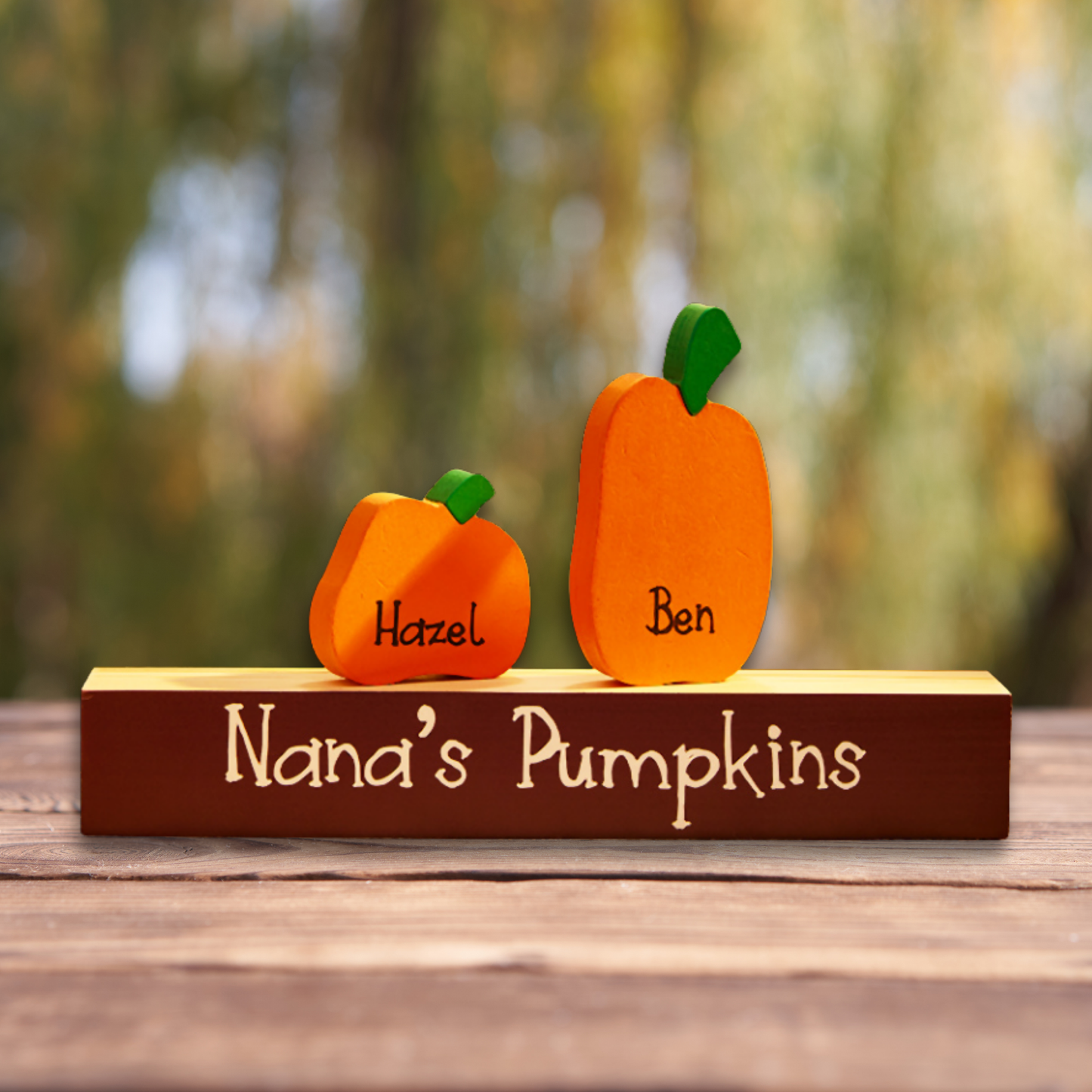 Personalized Wooden Pumpkin Display
