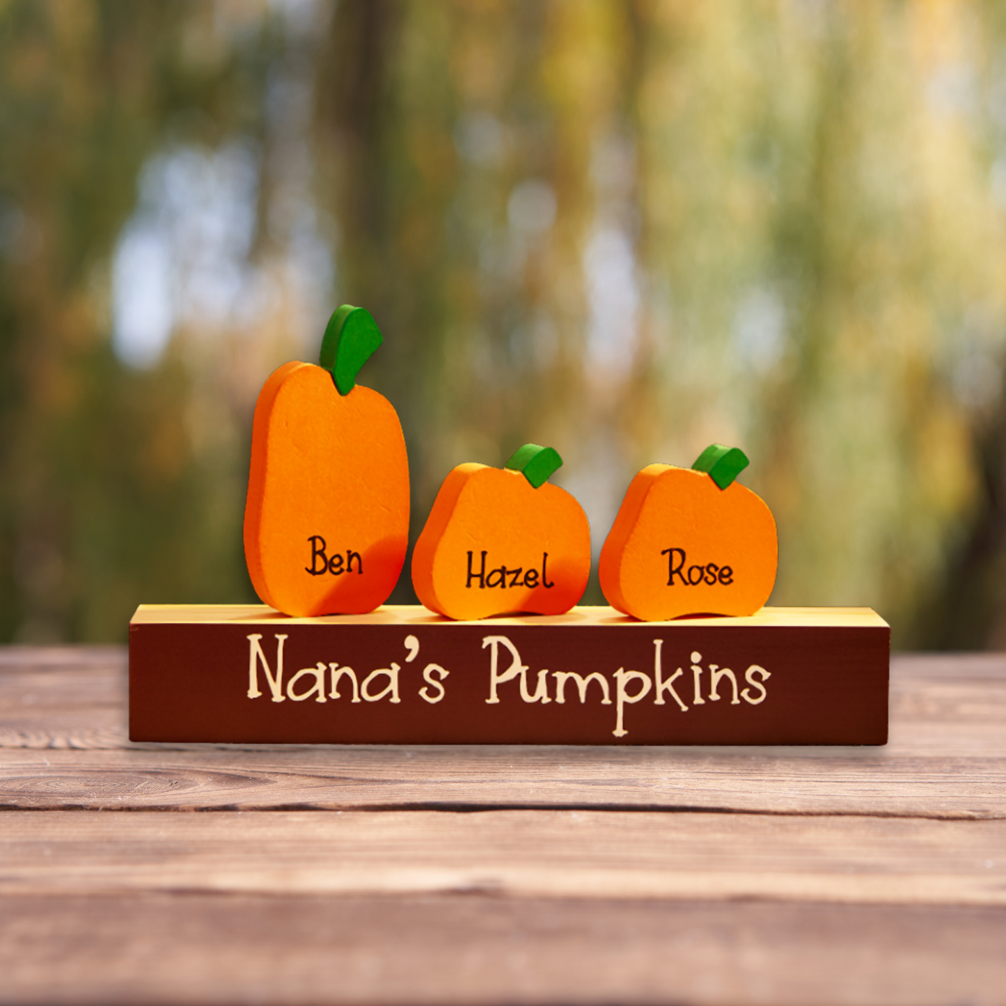Personalized Wooden Pumpkin Display