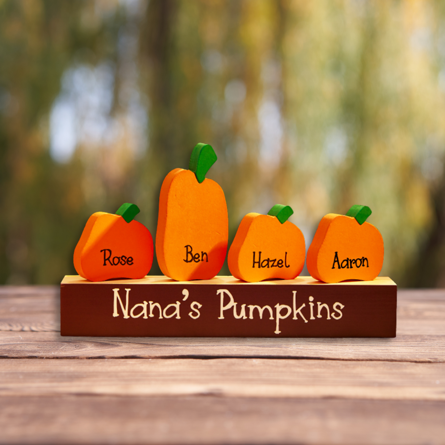 Personalized Wooden Pumpkin Display