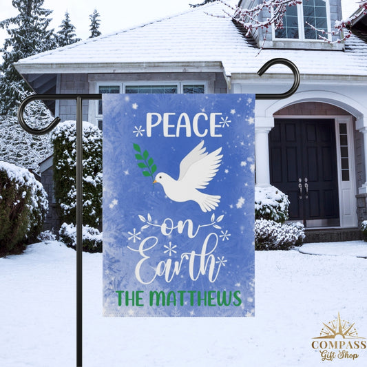 Personalized Peace on Earth Garden Banner or House Flag